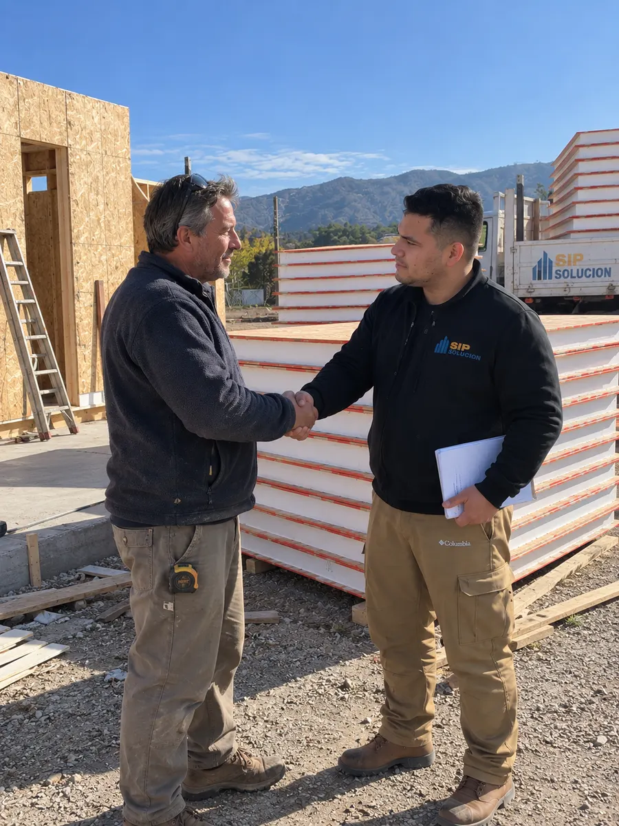 Entrega de paneles SIP en obra, equipo SIP Solución