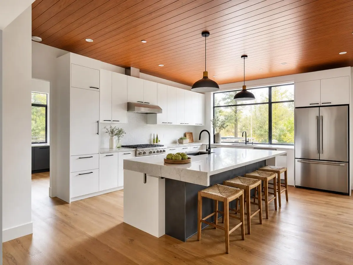 Cielo PVC Roble aplicado en cocina