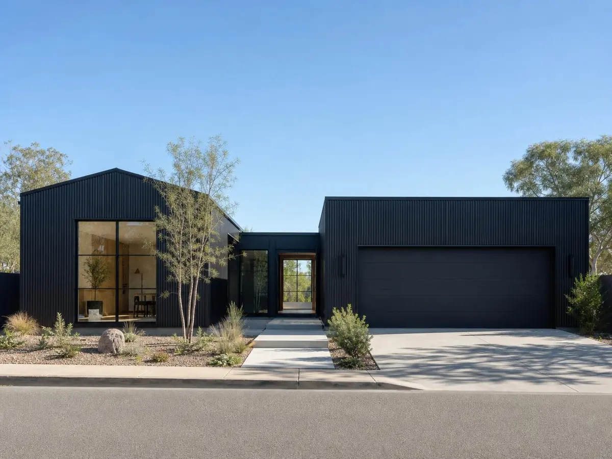 Metal Siding Negro aplicado en exterior
