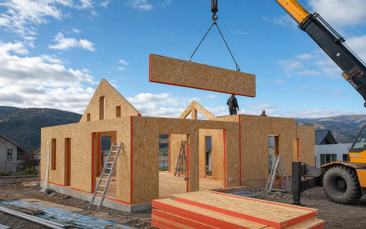 Avance de obra: izaje y ensamble de paneles SIP de muro y techo